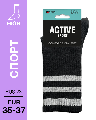 404 High. Носки Спорт. RUS 23/EUR 35-37 (черные)