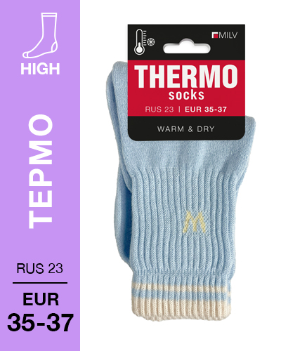 202 High. Носки женские Термо. RUS 23/EUR 35-37 (голубые)