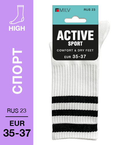 404 High. Носки Спорт. RUS 23/EUR 35-37 (белые)
