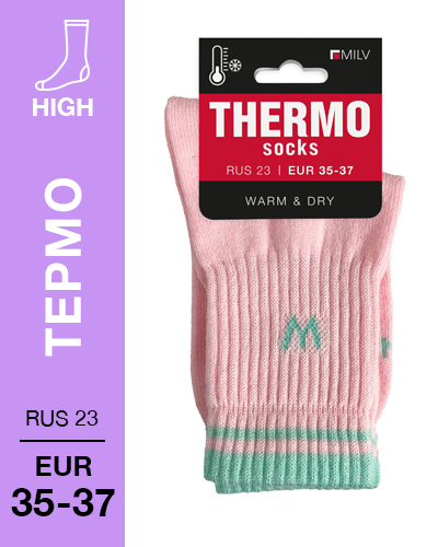 202 High. Носки женские Термо. RUS 23/EUR 35-37 (розовые)