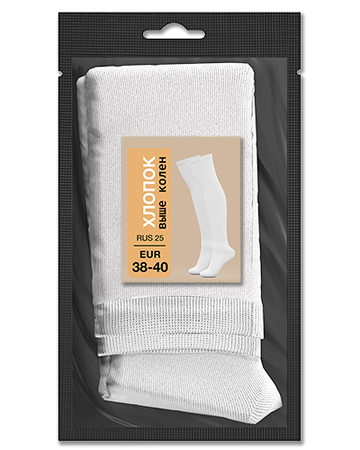 106 Гольфы выше колен хлопок. RUS 25/EUR 38-40 (белые)