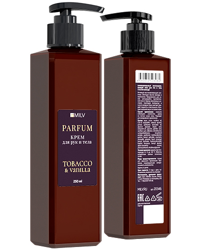 Парфюмированный восстанавливающий крем для рук и тела с маслом авокадо. TOBACCO AND VANILLA. 250 мл