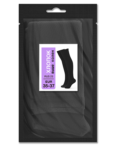 106 Гольфы выше колен хлопок. RUS 23/EUR 35-37 (черные)