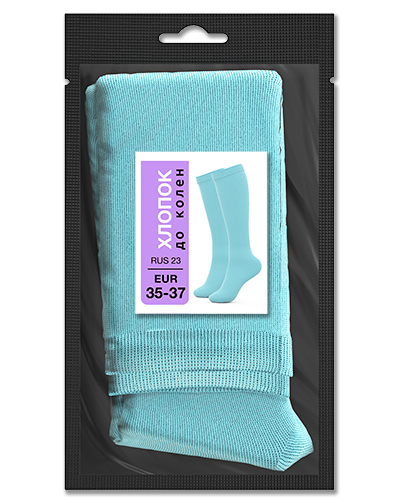 105 Гольфы до колен хлопок. RUS 23/EUR 35-37 (бирюза)