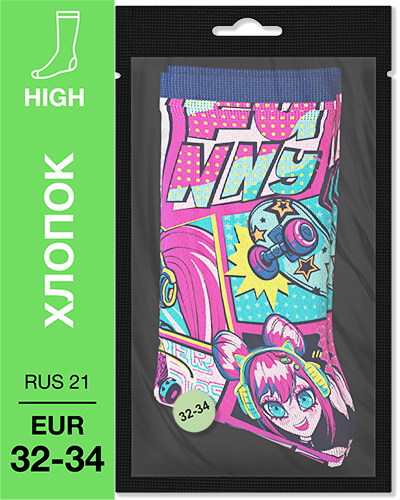 107 High. Носки детские Хлопок. K-01 RUS 21/EUR 32-34