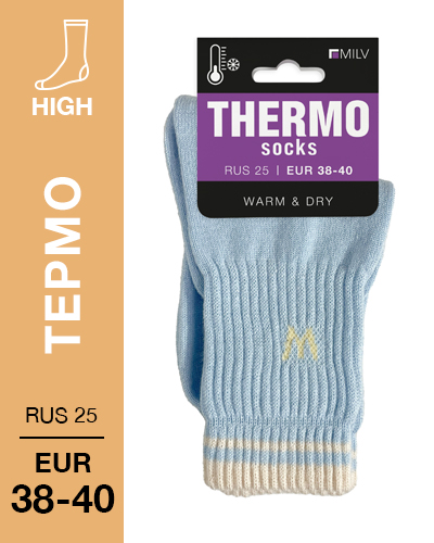 202 High. Носки женские Термо. RUS 25/EUR 38-40 (голубые)