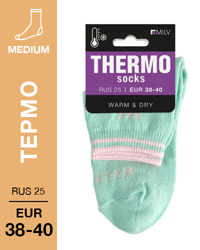 201 Medium. Носки женские Термо. RUS 25/EUR 38-40 (мята)