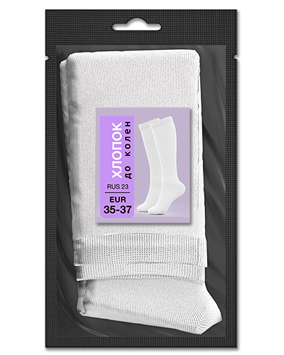 105 Гольфы до колен хлопок. RUS 23/EUR 35-37 (белые)