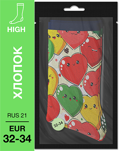 107 High. Носки детские Хлопок. K-16 RUS 21/EUR 32-34