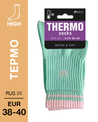 202 High. Носки женские Термо. RUS 25/EUR 38-40 (мята)