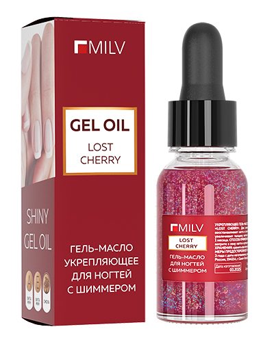 Гель-масло для ногтей со смолой мастикового дерева и шиммером "LOST CHERRY". 15 мл