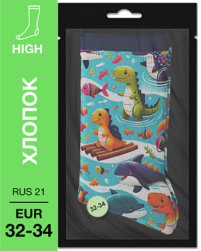 107 High. Носки детские Хлопок. K-08 RUS 21/EUR 32-34