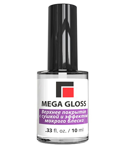 Средство для ногтей «Mega Gloss» верхнее покрытие с сушкой и эффектом мокрого блеска. 10 мл картинка