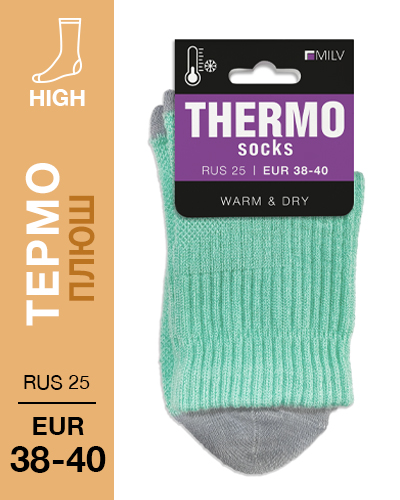205 High. Носки Термо плюш. RUS 25/EUR 38-40 (зелен\сер)