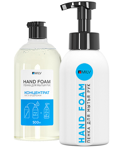 Набор: Пенка для мытья рук, концентрат на 5 литров (без отдушки), дозатор.