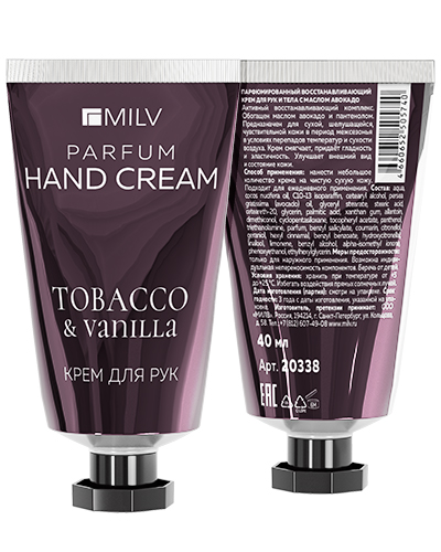 Парфюмированный восстанавливающий крем для рук и тела с маслом авокадо. TOBACCO AND VANILLA. 40 мл