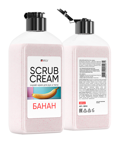Скраб-крем для рук и тела "БАНАН". 340 мл